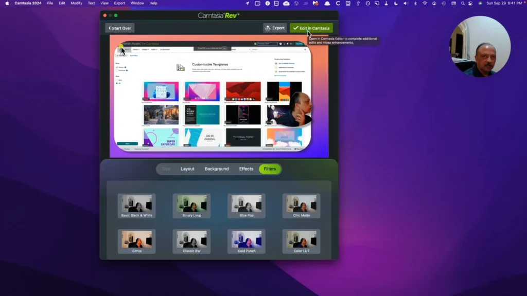 Screenshot of Camtasia conclusion overview