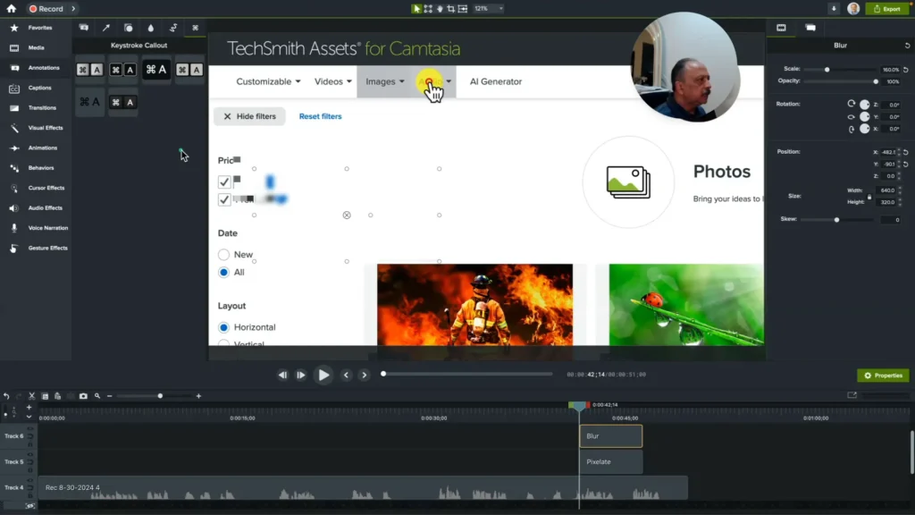Screenshot of Camtasia visual effects demonstration